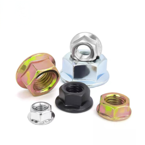 Custom Metric Serrated Hex Flange Nuts, Zinc/Yellow Zinc/Black Finish