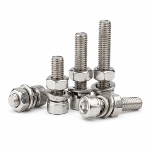 DIN 912 / ISO 4762 304/316 Stainless Steel Hex Socket Head Cap Screws, Full Thread, Plain, with Nuts & Flat/Spring Washers